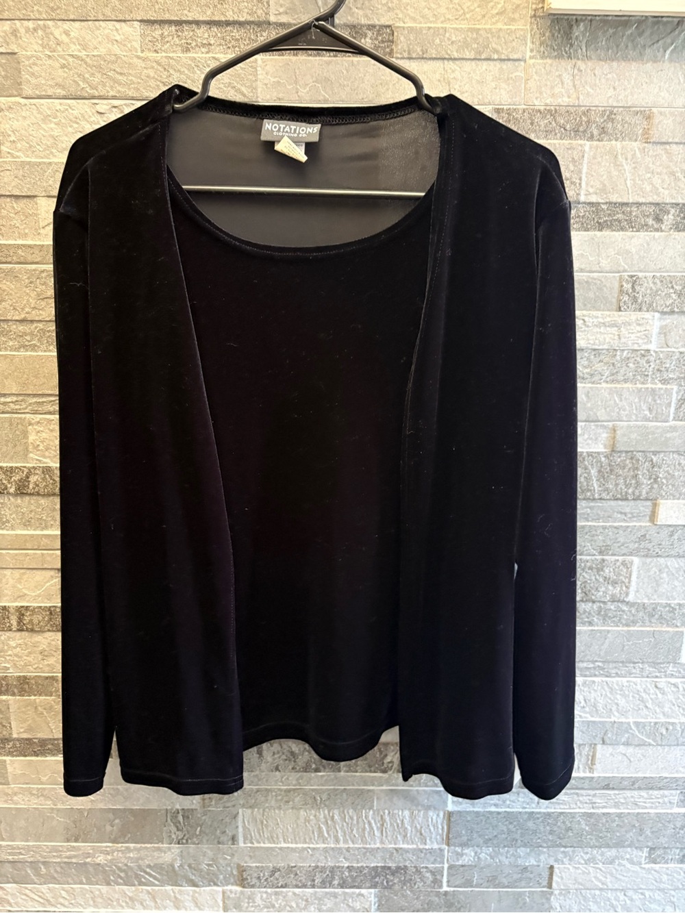 Notations Black Velvet Top